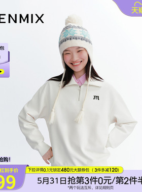 天美意休闲POLO衫女套头卫衣运动上衣冬季新款商场同款FSA19DT5