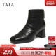 TATA他她靴子女2025时装 靴粗跟短靴羊皮高跟马丁靴瘦瘦靴UWK01DD5