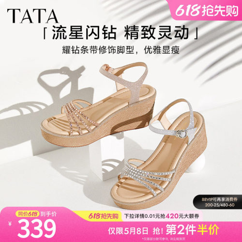 一字带坡跟凉鞋女新款