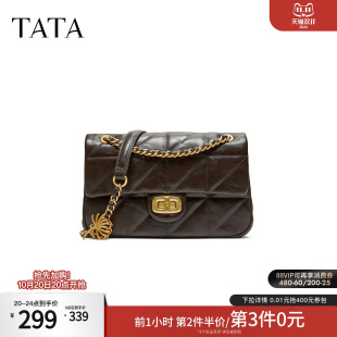 TATA他她冬季女包2026新款黑色小方包气质简约百搭斜挎包X3621DX6