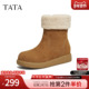 毛毛厚底休闲靴加绒保暖鞋 TATA他她雪地靴2025冬季 棉鞋 子CKX01DZ5