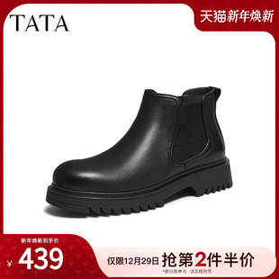 高帮皮鞋 TATA他她男靴2025冬季 简约百搭男士 时尚 靴PGF01DD5 新款
