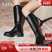 TATA他她长靴2025冬季 靴子百搭时装 靴骑士靴黑色长筒靴CAF01DG5
