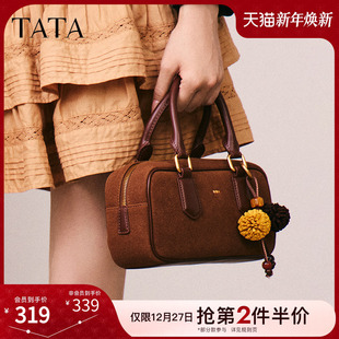 TATA他她松果波士顿包包冬保龄球包通勤单肩包女小方包X3488CX5