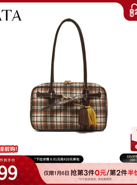 TATA他她女包2025冬季新款通勤百搭质感单肩包手提水桶包X3529DX5