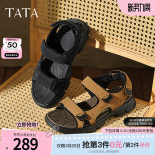 新款 2025夏季 27B17BL5 男户外厚底真皮沙滩鞋 TATA他她运动休闲凉鞋