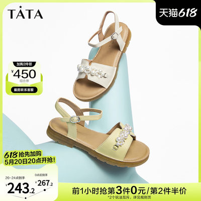 TATA女外甜美平底凉鞋