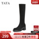 TATA他她靴子2025冬季 新款 休闲女靴百搭长靴黑色弹力靴XWX03DG5