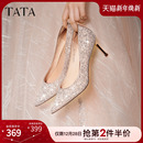 新娘鞋 细跟配裙子单鞋 伴娘鞋 女鞋 女 宴会气质高跟鞋 TATA他她婚鞋