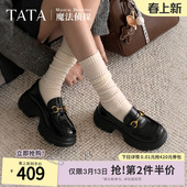 JK鞋 女粗跟增高小皮鞋 7GZ21AA6 TATA他她言家厚底乐福鞋 沈月同款