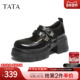 增高鞋 TATA他她女鞋 CHY02CQ5 新款 单鞋 2025冬时尚 百搭浅口玛丽珍鞋