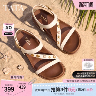 TATA他她女鞋2026夏季新款外穿女鞋时尚百搭沙滩休闲凉鞋7GNC2BL6