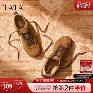 TATA他她男鞋2025冬季新款百搭休闲鞋复古厚底系带鞋子PGM01CM5
