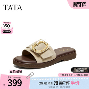 简约百搭休闲凉拖鞋 TATA他她女鞋 商场同款 新款 子Y2X01BT6 2026夏季
