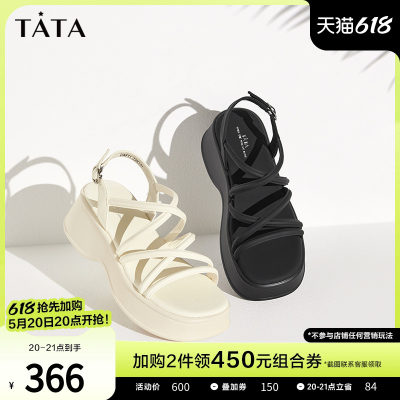 Tata他她绑带厚底凉鞋女