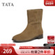 TATA他她靴子2025冬季 靴棕色短靴YYN02DZ5 休闲西部靴时装 新款 女鞋