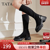 TATA他她喵爪靴厚底长靴女冬季 时装 靴高筒靴弹力瘦瘦靴CEG06DG5