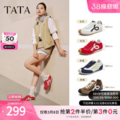 德训鞋 红色鞋 子阿甘鞋 TATA他她女鞋 运动鞋 新款 女百搭单鞋 子 春季