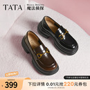7OL34AA5 TATA他她魔法侦探厚底乐福鞋 女款 一脚蹬英伦真皮鞋 子单鞋