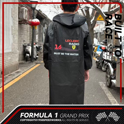 「F1 雨衣」F1周边法拉利应援Must be Water长款防风F1雨衣