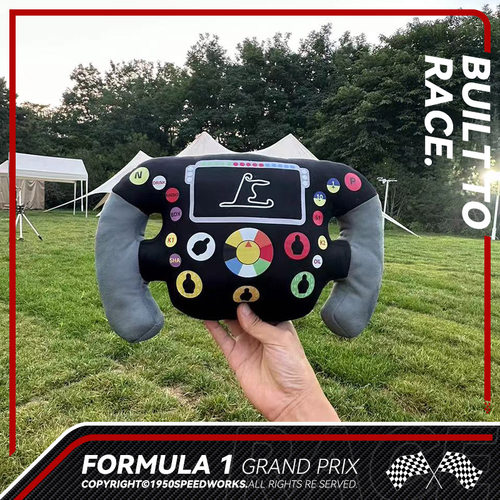 「F1方向盘抱枕原创」F1周边赛车方向盘靠枕F1车队抱枕围场好物