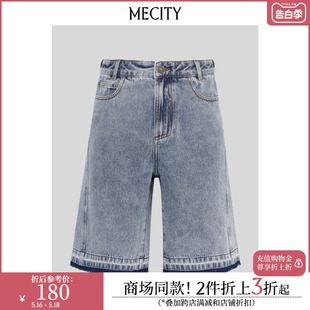 555102 MECITY男士 新款 夏季 复古做旧石洗工艺薄款 牛仔中短裤