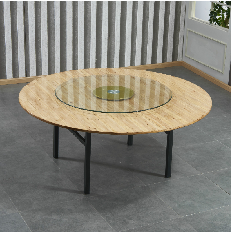 定制实木杉木酒店家用大圆桌10人15人20人折叠圆形餐桌圆台面圆桌