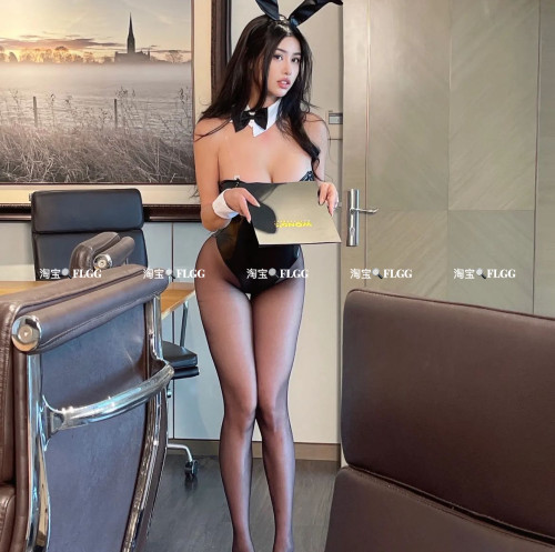 FLGG性感漆皮高叉腰抹胸式性感荷官兔女郎内衣套装含丝袜