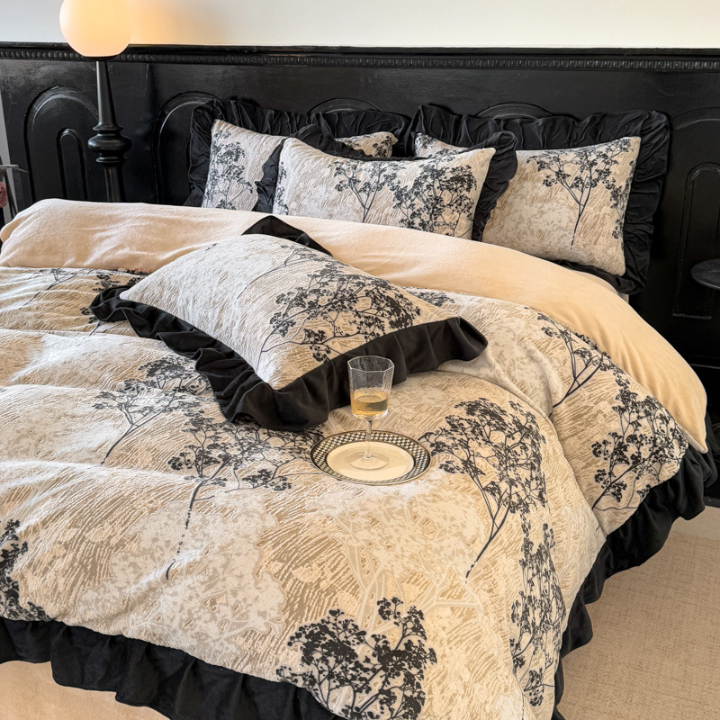 轻奢法式复古赫本风烂花绒高克