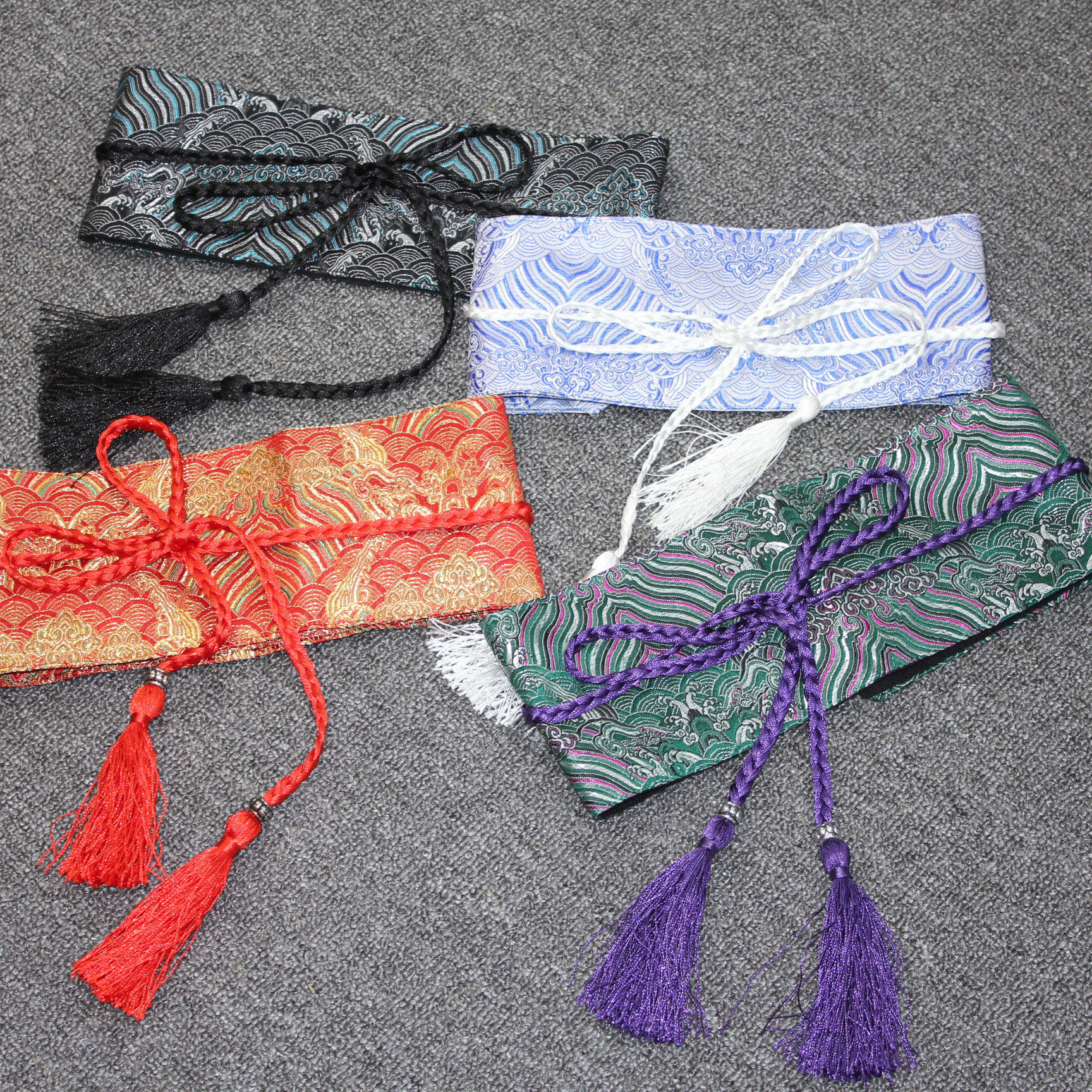 千山青黛自制 古风汉服绣花腰封山海经织锦缎江崖海水纹腰封腰带