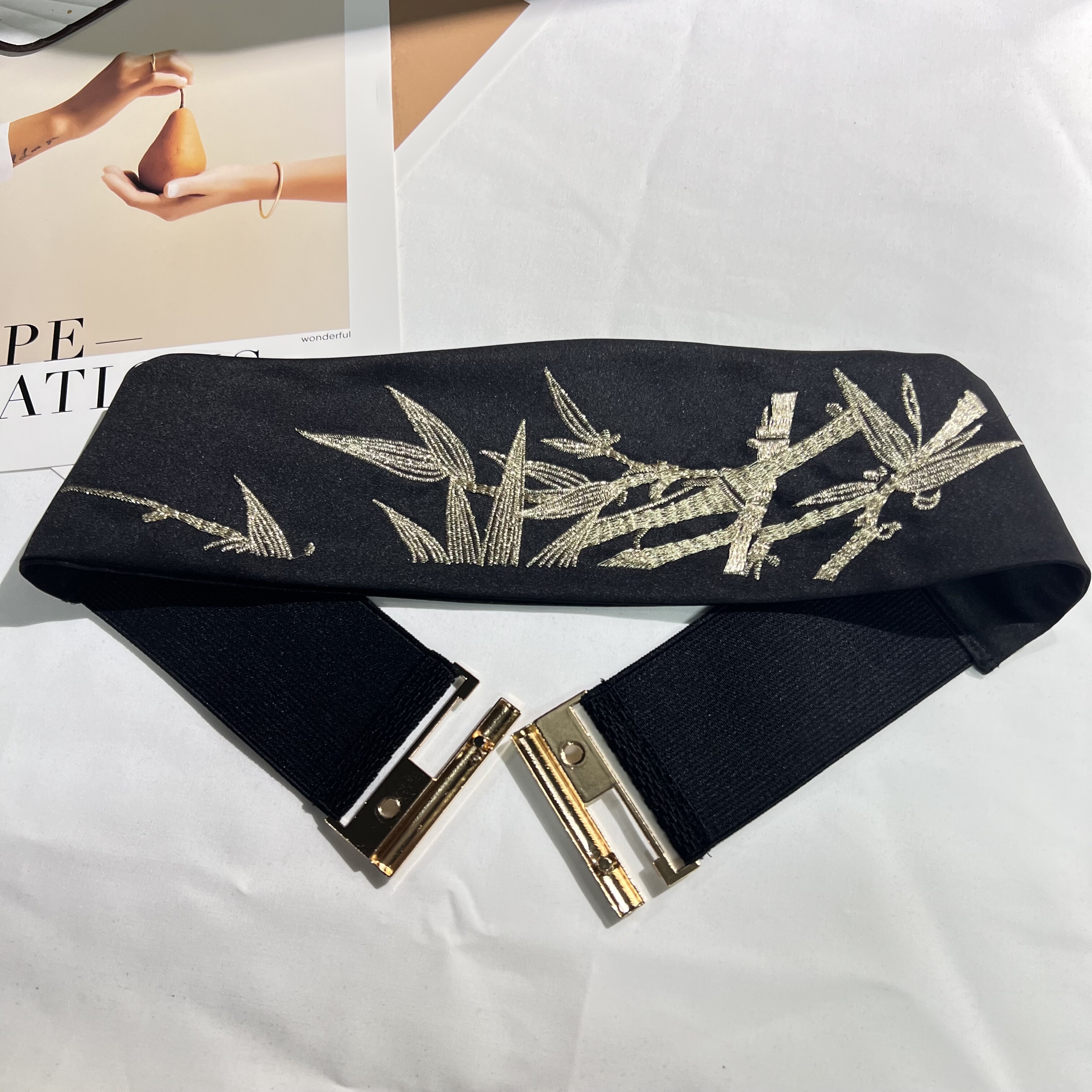 新升级富贵竹刺绣腰封束腰配裙子汉服新中式国风弹力腰带复古装饰