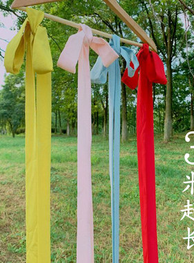 神明少女襻膊长飘带绑带 纯色发饰发绳 百搭纯色雪纺发带系列多色