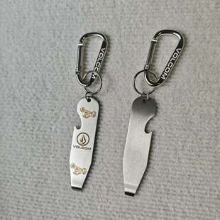 VOLCOM滑板钥匙扣不锈钢啤酒罐头开瓶器钥匙扣登山扣