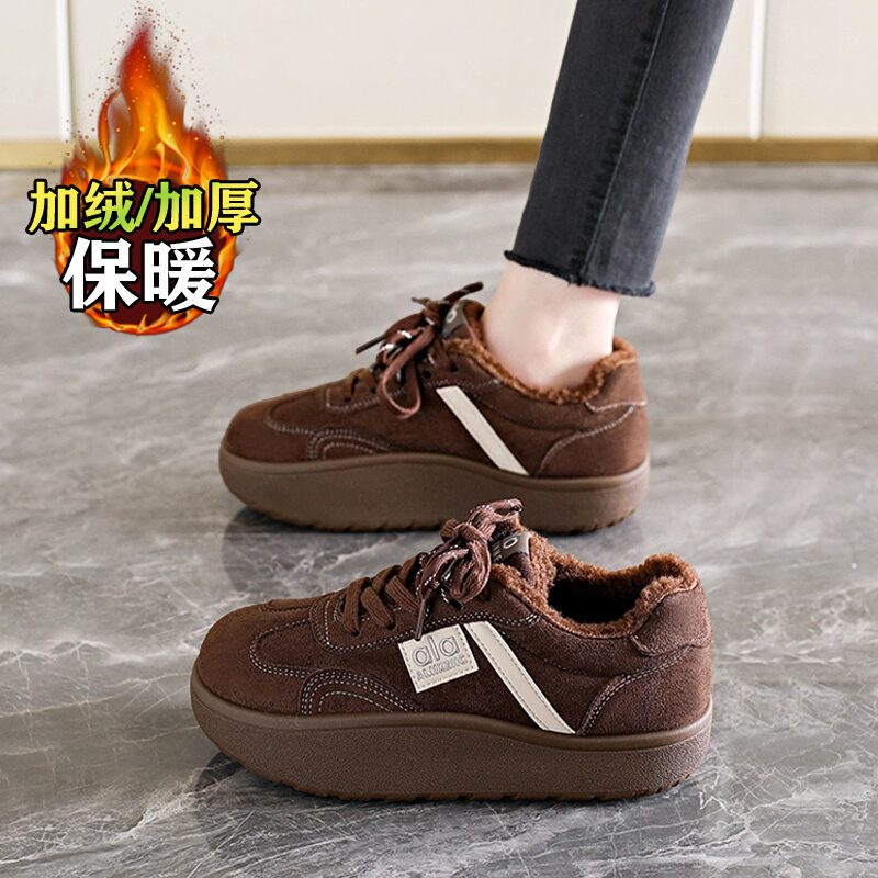 女鞋冬季加绒德训鞋女2025