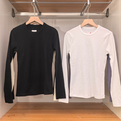 春季新款女装柔软罗纹圆领T恤