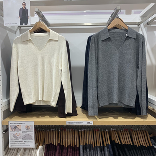 480414/483919/482253新款女装罗纹半开领套头针织衫纯色毛衣外套