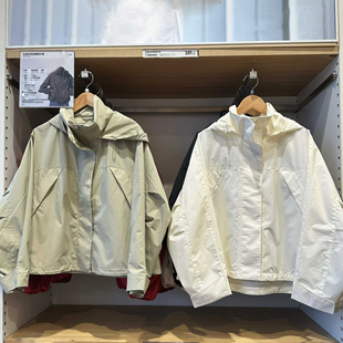 484709 春季新款女装防风防水立领茄克连帽收纳外套夹克上衣