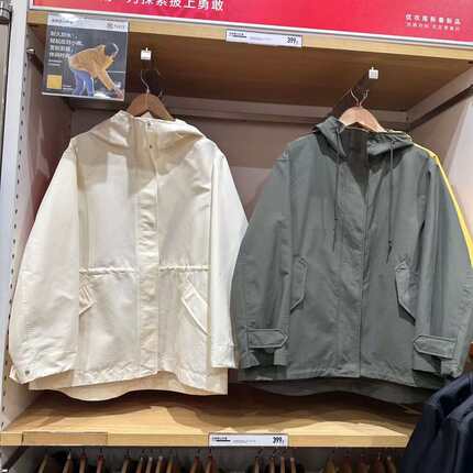 日系试衣间春季新款登山服外套防水冲锋衣宽松工装连帽夹克456088