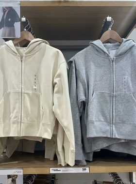 女装开衫短款卫衣连帽高腰外套