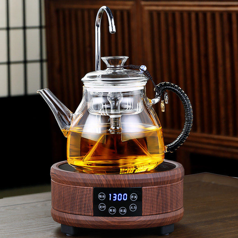 加厚玻璃煮茶壶自动上水智能电陶炉喷淋蒸茶壶耐高温蒸茶器养生壶