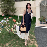 初夏2025新款设计感宽松遮肉显瘦长裙假两件拼接牛仔背心连衣裙女，商品下架区，浙宝270