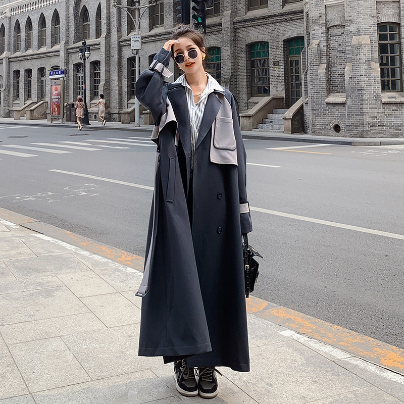 【现货】2023秋季新款！韩版宽松拼接长款风衣312-F36-P145控208，女装风衣，浙宝270