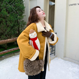 【新款】现货！奶黄色中长款皮毛一体外套270-7129P225控328，女装皮草，浙宝270