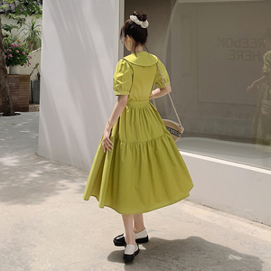 2023夏季新款！！果绿色娃娃领连衣裙270-2232-P95控148图片