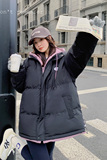 【新款现货】假两件连帽宽松棉服外套270-2283P175控258，女装棉衣/棉服，浙宝270