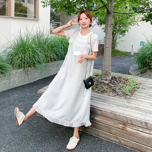 小香风流苏灰色背带连衣裙女夏2025新款独特漂亮爆款超火裙子绝美图片