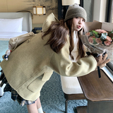 【现货】香草绿连帽双面毛呢大衣270-8967P235控345，女装毛呢外套，浙宝270