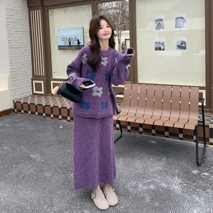 【26新款现货】温柔慵懒风紫色针织套装270-7207P155控248