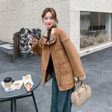 【新款现货】咖色两面穿鹿皮绒外套270-7117P235控328，女装皮草，浙宝270