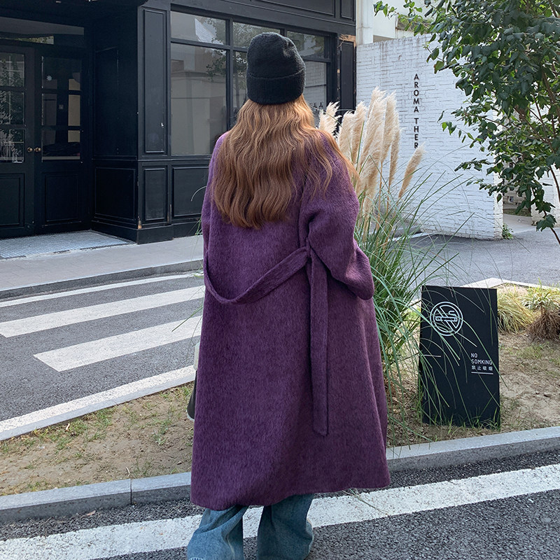 【新款】货源充足蓝莓紫立领双面羊绒大衣270-7123P295控388,女装毛呢外套,浙宝270